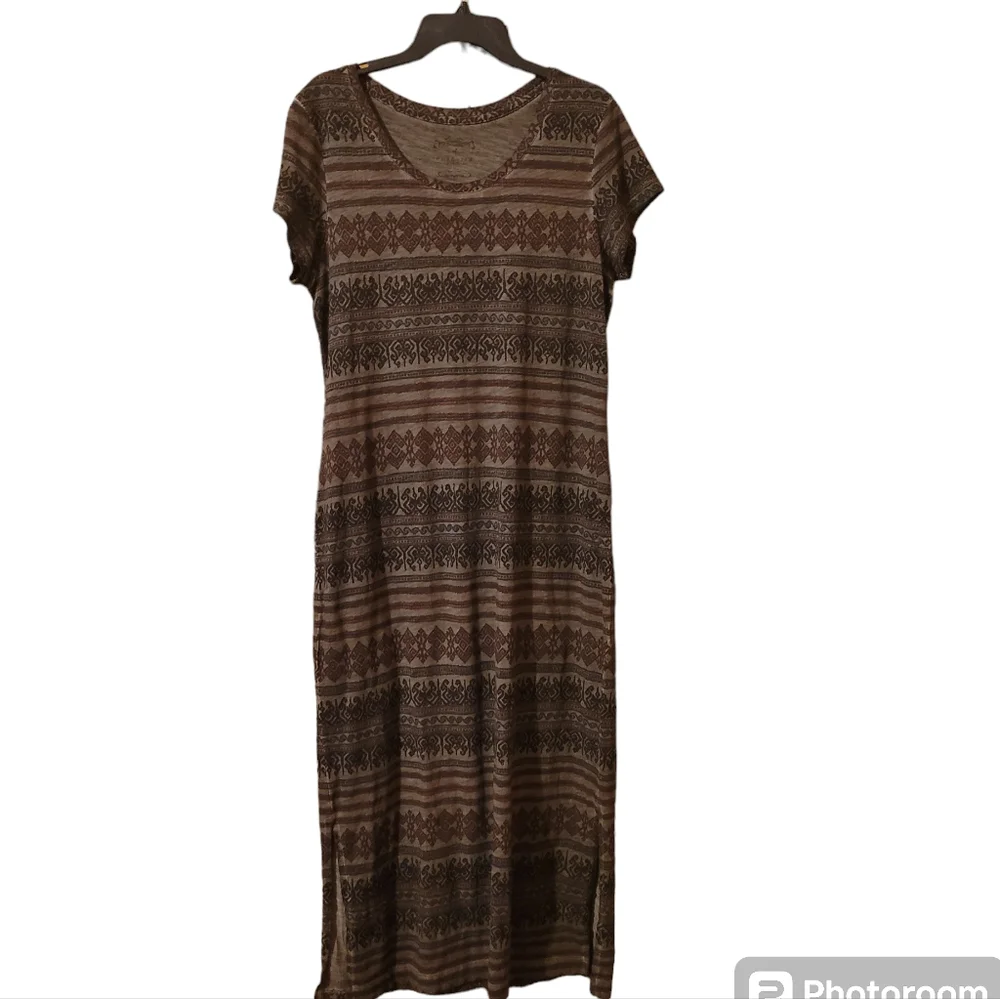 Peruvian Connection Womens Cotton Jersey Midi  Tribal Stripe Dress Large - Picture 5 of 13